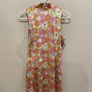 Fashion Brand Company Retro 70's Sleeveless Floral Velvet Mini Dress NWOT